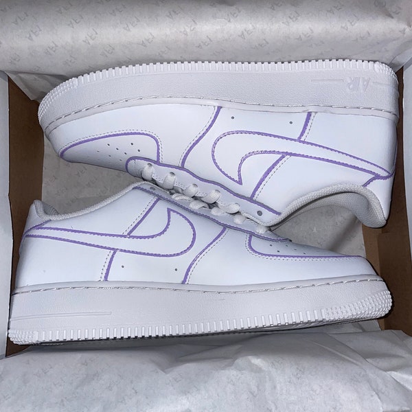 Lilac outline custom Air Force 1’s