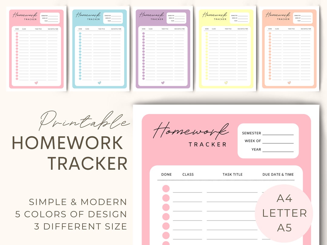 Candy color Homework Tracker / Printable Planner / Exam / - Etsy 日本
