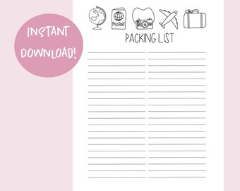 Packing List Print Etsy