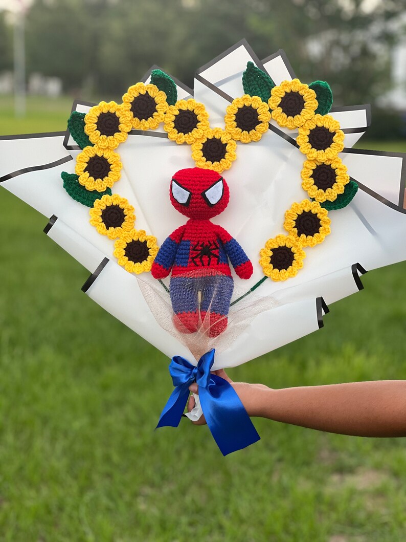 Crochet Spiderman Sunflower Bouquet Etsy