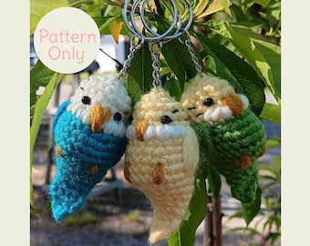 Cute Parakeet Keychain Crochet Pattern PDF | Budgie Amigurumi Bird Keyring | Budgie Bird Crochet Pattern | Real Handmade Design Not AI