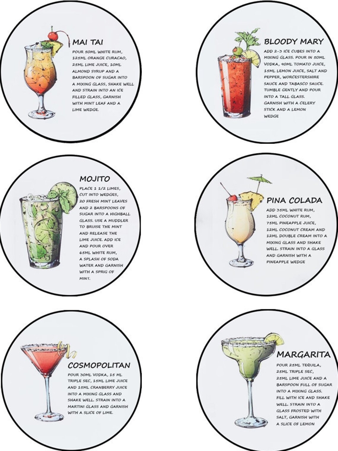 Cocktail Themed Edible Cocktail Toppers Pack of 6 x 80mm Rice Etsy