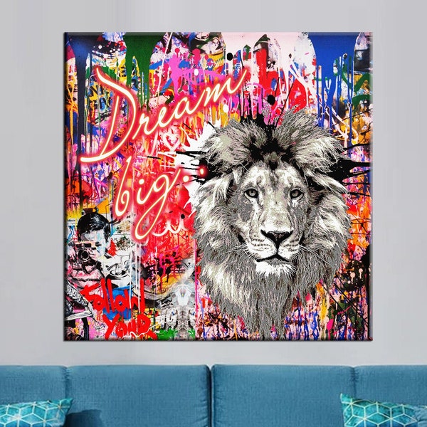 Dream big Pop Art canvas, Graffiti modern print