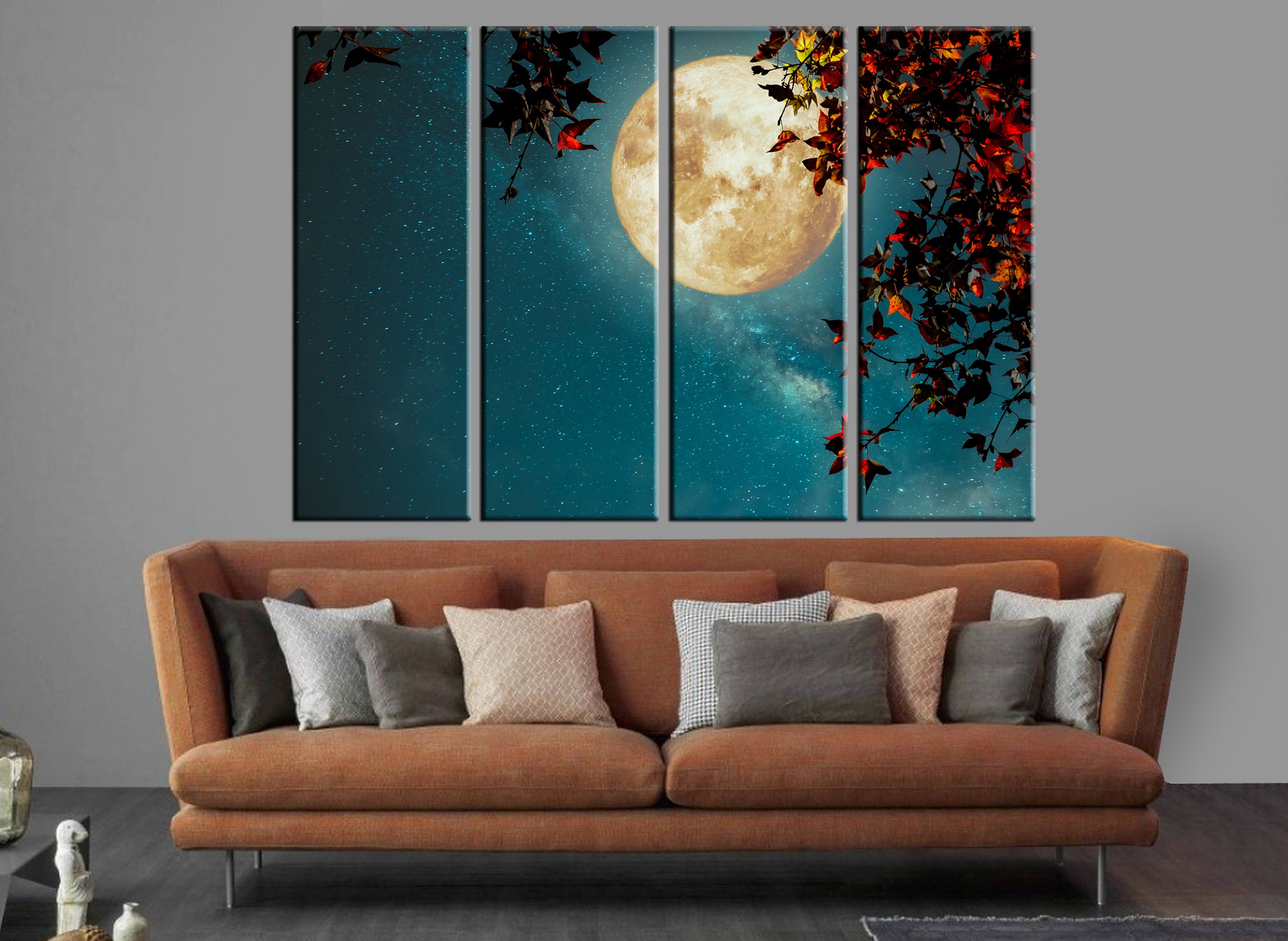 Full Moon Canvas Print Moon Wall Art Decor Etsy