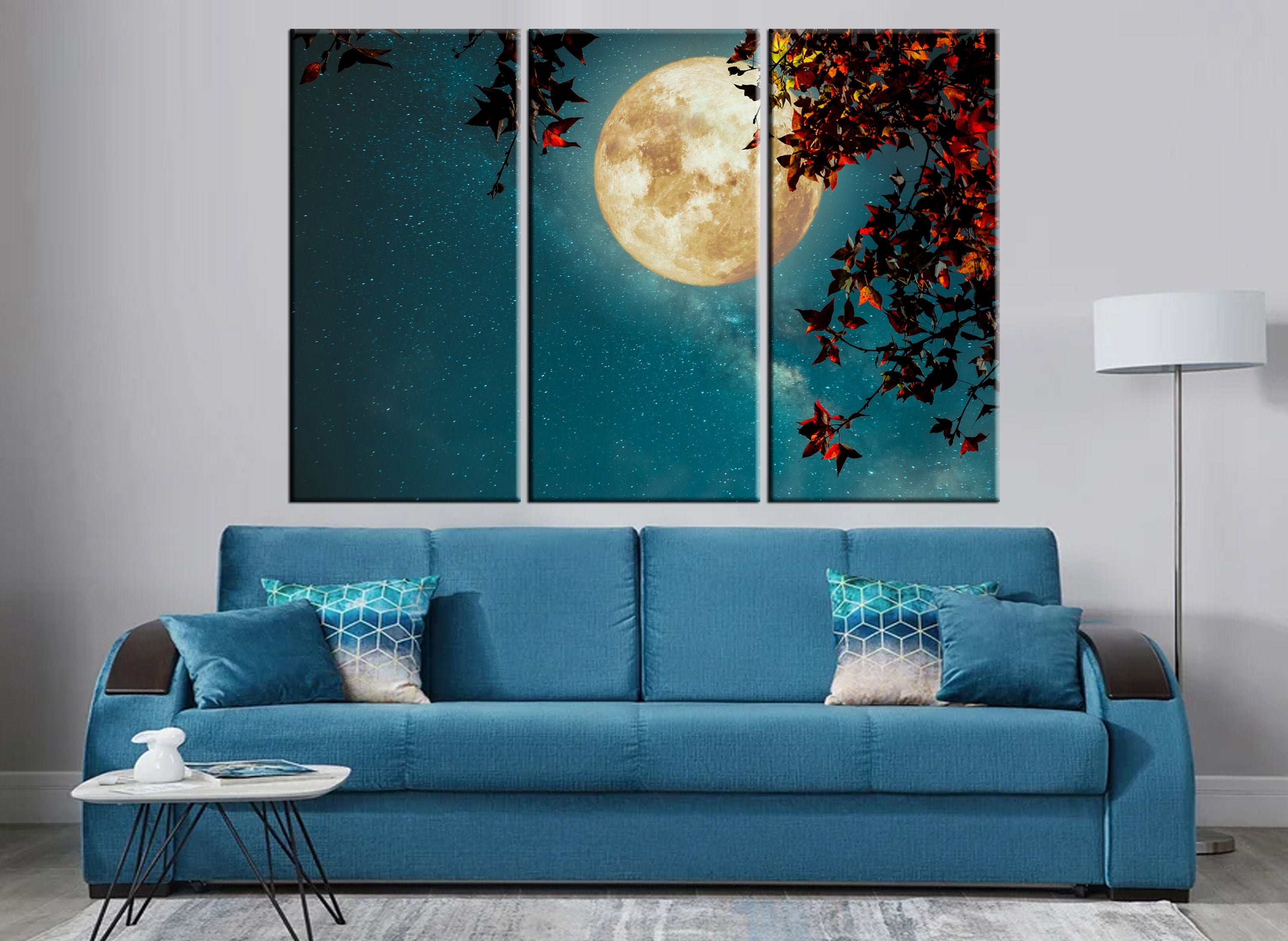 Full Moon Canvas Print Moon Wall Art Decor Etsy