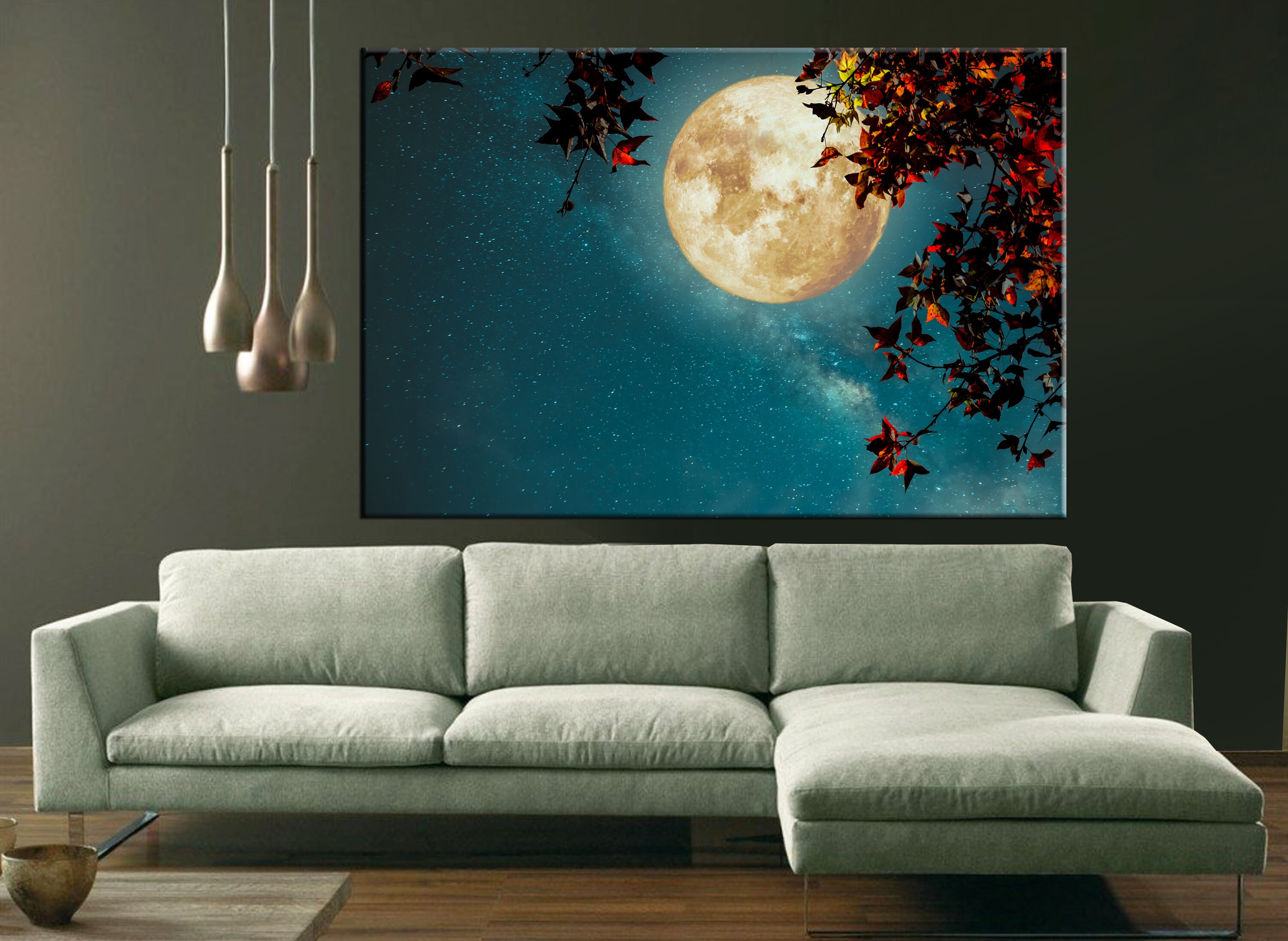 Full Moon Canvas Print Moon Wall Art Decor Etsy UK