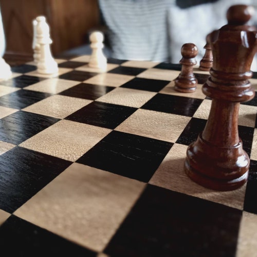 Checkerboard made of smoked oak, maple and bubinga shops