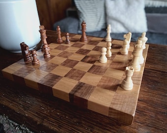 Chestnut, walnut and wenge chess board