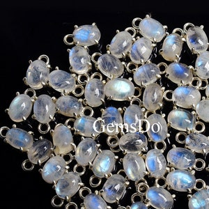 Rainbow Moonstone 925 Silver Charms - Wholesale Solid Silver Pendant with Natural Moonstone Cabochon for Jewelry Making