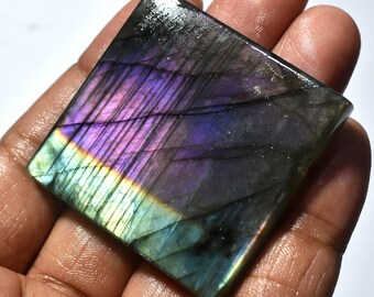 Purple-Multi Fire Labradorite Cabochon, Square Shape Big Labradorite, Purple Flash Labradorite, Unique Gemstone Gift for Crafters