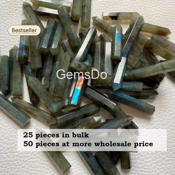 Bulk Labradorite Towers - 50 Piece Obelisk Points, Healing Crystal Pencils for Reiki, Mystical Gift for Collectors