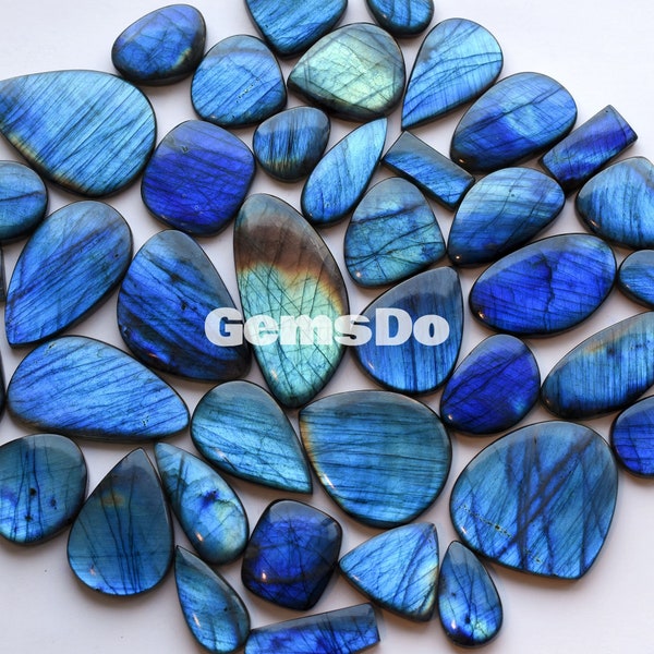 Bulk Natural LABRADORITE Cabochon Lot - AAA Blue Shine, Various Sizes, Premium Labradorite Stones, Mixed Sizes