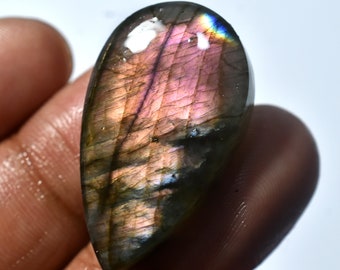 Purple-Pink Fire Labradorite Cabochon, Exquisite Multi Purple Flash Labradorite, Pear Gemstone Cabochon - Perfect for DIY Jewelry