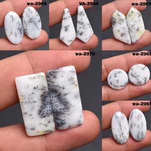 AAA Quality Matching Pair Dendrite Opal Crystal, Dendritic Opal Loose Gemstone Pair, Gemstone Earrings Pair, Dendrite Agate Pair, White opal