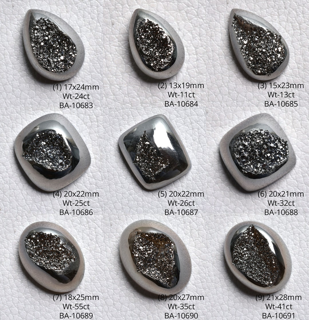 Wholesale Lot Of 5 Titanium Druzy Gemstone Rings – 925 Silver Plated, Multicolor, Handmade From India