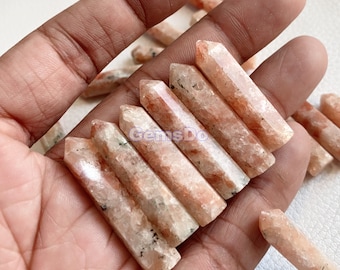 Wholesale Sunstone Tower Bulk Crystal - Natural Faceted Orange Gemstone Obelisk, Energy Healing Crystal Wand Pencil