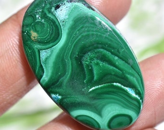 Cabochon en malachite 100 % naturelle, cabochon en malachite ovale lisse, pierre de cristal verte, cabochon de pierres précieuses, pierre de malachite verte polie à la main