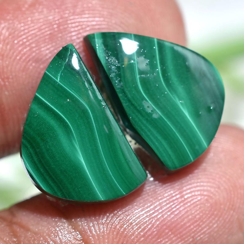 Unique Malachite Slice Pair Natural Designer Malachite Mix Shape