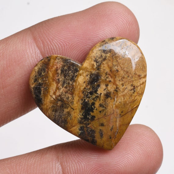 Natural Stone Hand Carved Heart Shaped, Heart Gemstones Crystal Carving,  Heart Healing Crystals, Mango Jasper Heart Cabochon, Wholesale Lot 