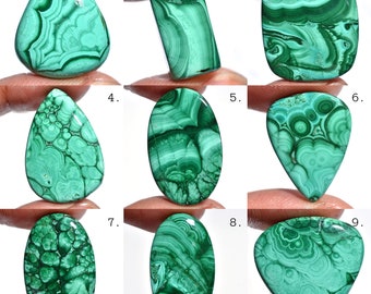 Cabochon en malachite naturelle, pierres précieuses en vrac, cristal de malachite verte, cabochon à dos plat en malachite vert lisse