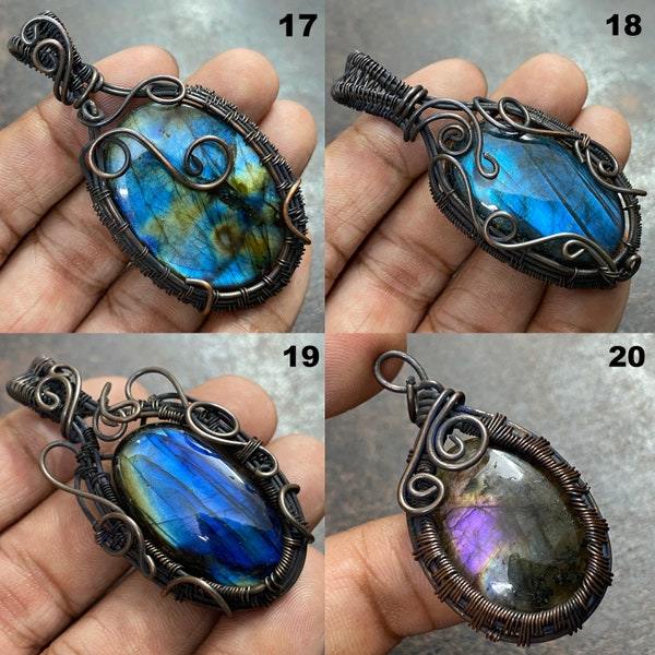 Labradorite! Tree Of life Pendants, Wire Wrapped Pendants, Copper Wire Wrapping Stone, Wholesale Quantity Available, Loose Gemstone Pendants