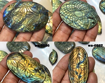 Natural Labradorite Carving Cabochon, Very Rare Carving Labradorite Hand Carved Labradorite Loose Gemstone cabs, Wire Wrap Making Stone