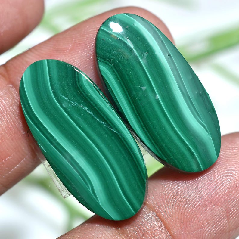 Unique Malachite Slice Pair Natural Designer Malachite Mix Shape