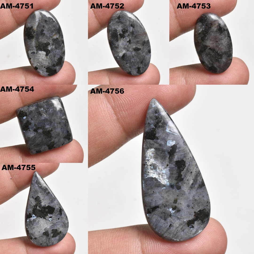 6-Piece Natural Larvikite Crystal Stretch Bracelet Set – 6mm Beads – 7.5" – Wholesale Lot