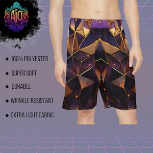 Mens Festival Shorts | Sacred Geo Shorts | Rave Shorts | Festival outfits | Gold Festival Pants