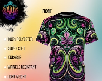 Camiseta psicodélica de flor de loto / Camiseta Trippy / Ropa de festival / Diseños embriagadores / ropa gráfica / patrón / hippie Retro / Unisex