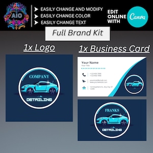 Auto Detailing Brand Template Kit | Auto detailing car logo template - Business Card Template | Car Detailing Services logo - Car Wash Brand