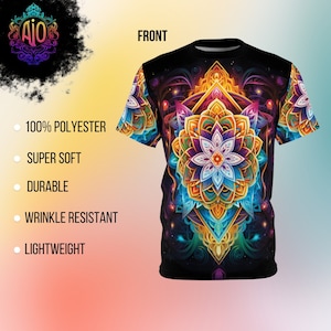 Sacred Geometry TShirt | Geometric Lotus Flower Shirt | Trippy Festival Shirt | Rave Shirt | Psychedelic Festival Shirt | Unisex Polyester