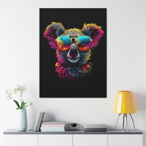 Trippy Koala Canvas Print | Koala with Sunglasses | Koala lovers Wall Art | Koala Decorations for home | Koala Gift for Her