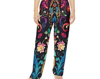 Damen Pyjama Hose | Trippy Pyjama Hose | Geblümte Pyjama Hose | Frauen Festival Pyjamas