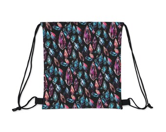 Bolsa de cristal sagrado, bolsa de cordón del festival, psicodélico, fractal, mochila del festival Burning Man, bolsa de bosque eléctrico, bolsa rave, bolsa de viaje