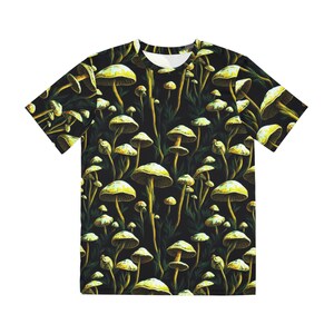 Men&#39;s Magic Mushroom Shirt | black psychedelic mushroom shirt | rave shirt | mens festival outfit | Trippy mushroom festival shirt