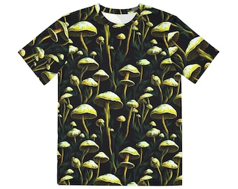 Men's Magic Mushroom Shirt | black psychedelic mushroom shirt | rave shirt | mens festival outfit | Trippy mushroom festival shirt