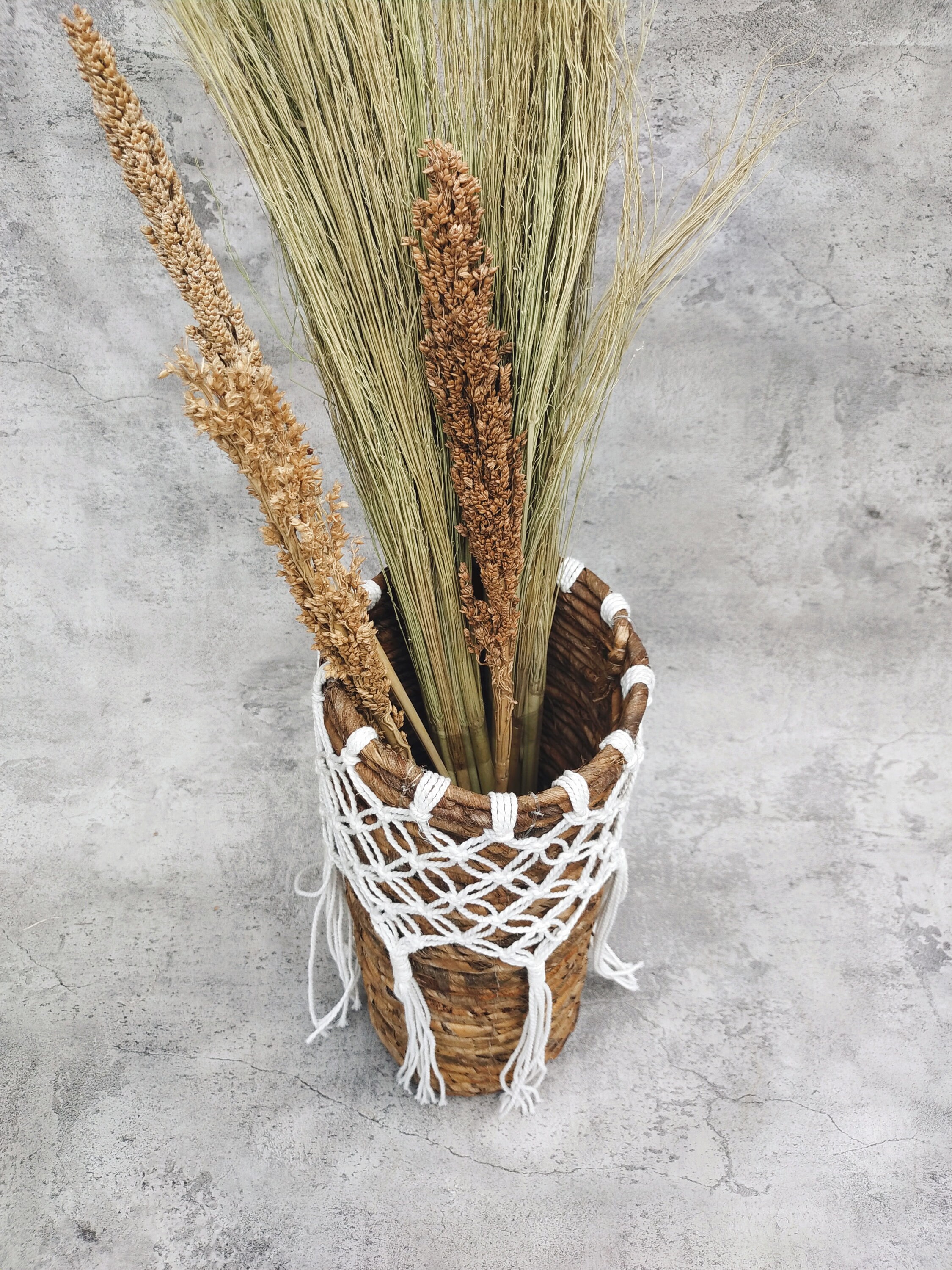 Bohemian wicker tall rattan vase for short dried pampas grass Etsy