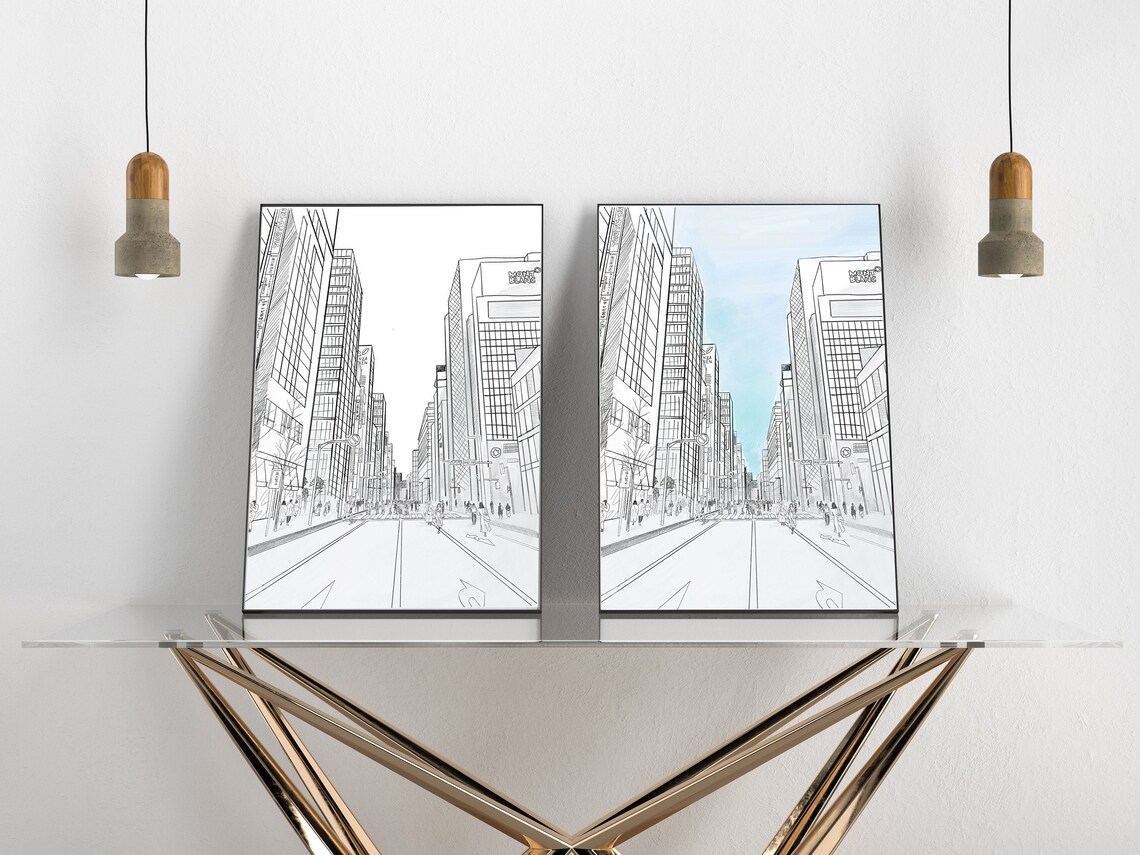 Black and white Printable Wall Art Tokyo Japan Minimalist | Etsy