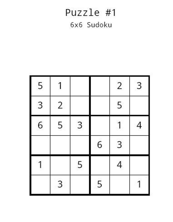 6x6 Sudoku for Kids with numbers - Play Sudoku Online