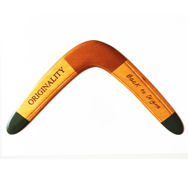 Boomerang traditionnel en bois avec message (à vous de choisir le texte, gravure laser). Cadeau pour elle et lui. Pour jouer et déco.