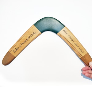 Real Returning Wooden Boomerang to CUSTOMIZE (laser engraved). Right or Left Hand. Gift for him and her. To Play or Deco. Personalized Gift