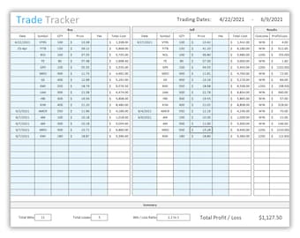 Stock, forex and futures Trading Log - Digital Excel File (.xls)