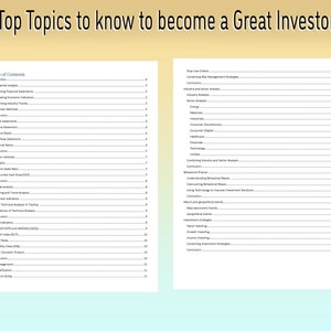 Introduction to Top Topics you need to understand to become a great Stock Investor