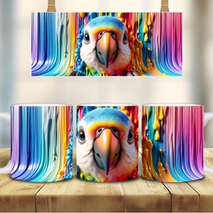 Bunt 3D Cartoon Papagei Becher Nettes Geschenk Tierliebhaber ungewöhnlich Geburtstag Weihnachtsgeschenk Tee Kaffee Kind Schwester Tochter Nichte vorhanden