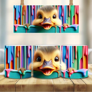 Bunte 3D Cartoon Entchen Ente Becher Nettes Geschenk Haustier-Liebhaber ungewöhnliche Geburtstag Weihnachtsgeschenk Tee Kaffee Kind Schwester Tochter Nichte vorhanden