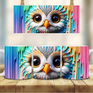 Bunte 3D Cartoon Eule Becher Nettes Geschenk Tierliebhaber ungewöhnlich Geburtstag Weihnachtsgeschenk Tee Kaffee Kind Schwester Tochter Nichte vorhanden