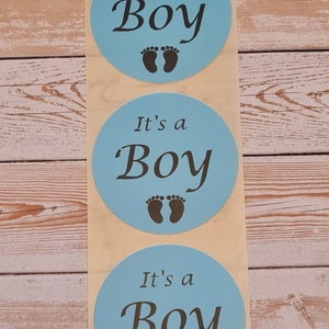 25 pegatinas azules con la frase "Es un niño". Baby Shower, anuncio de bebé, recién nacido, regalo de revelación de género, etiquetas adhesivas para bebé, etiquetas para bebé recién nacido, nieto e hijo