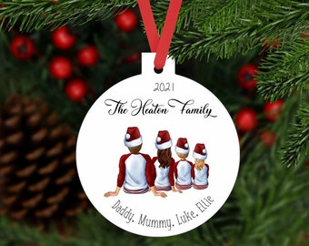 Personalised Christmas Tree Decoration Red Car Family & Christmas Tree Ornament 
