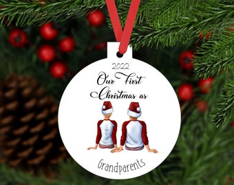 2023 Personalised ''Our First Christmas As grandparents'' Bauble. Ideal present for Family  Aluminium Customised tree decoration keepsake